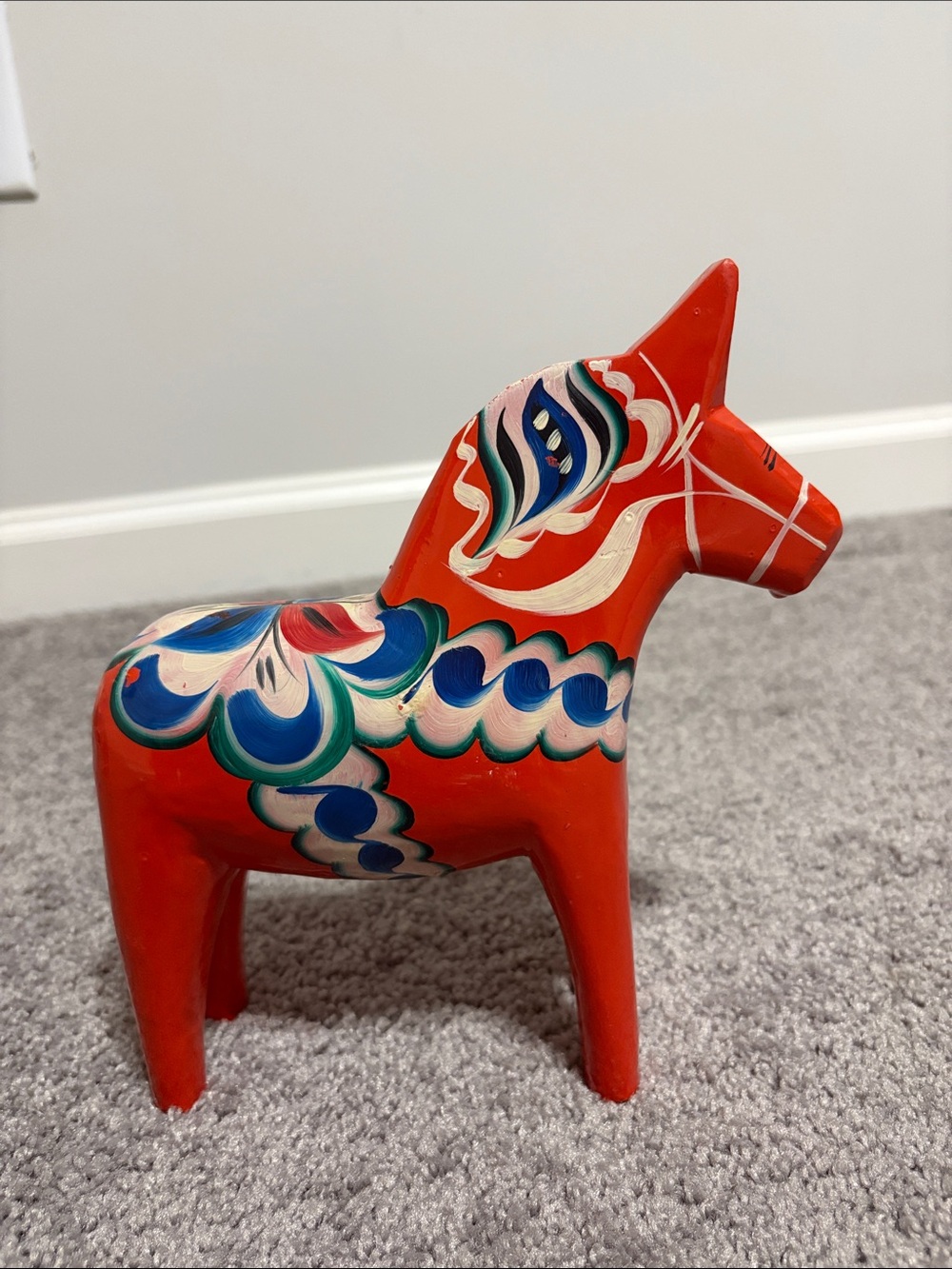 Vintage Nils Olsson Swedish  Dala Horse  Hand Painted Wood